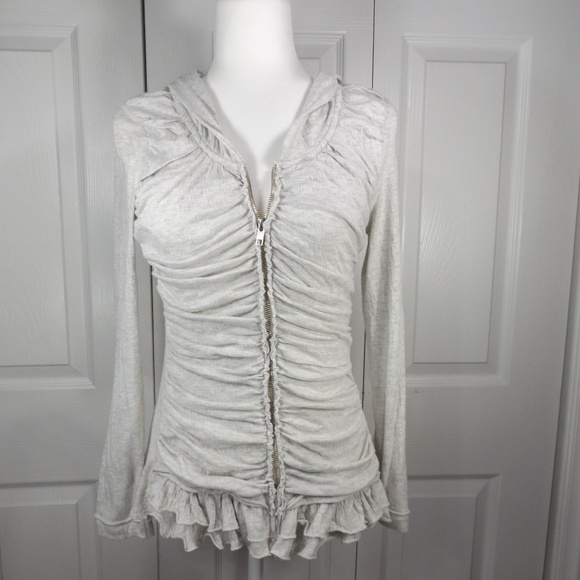 Anthropologie Tops - Anthropologie Pure Good Grey Zips Hoodie Jacket S